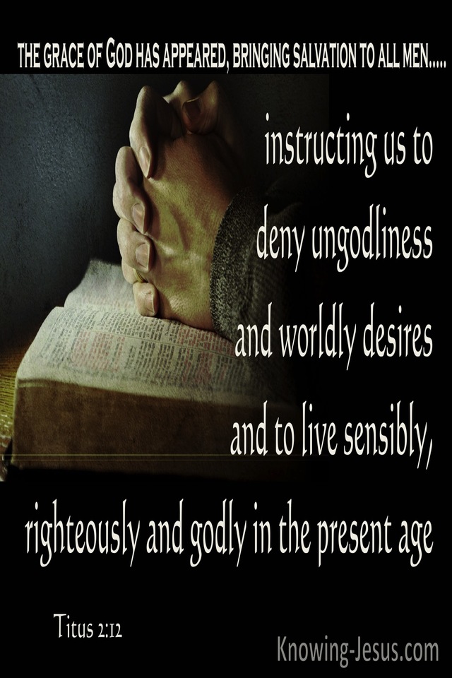 Titus 2:12 Deny Ungodliness Live Righteously (beige)